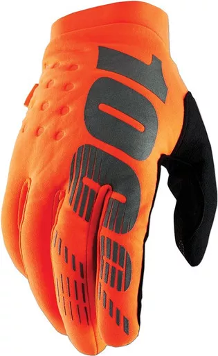 100% Brisker Youth Fluorescent Orange Black Gloves