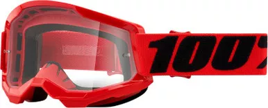 100% Strata 2 Red Clear Goggles