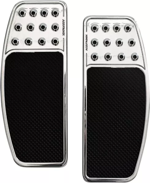 Accutronix FBF01-DOC Chrome Knurled Drilled Front Floorboards Harley 84-Up