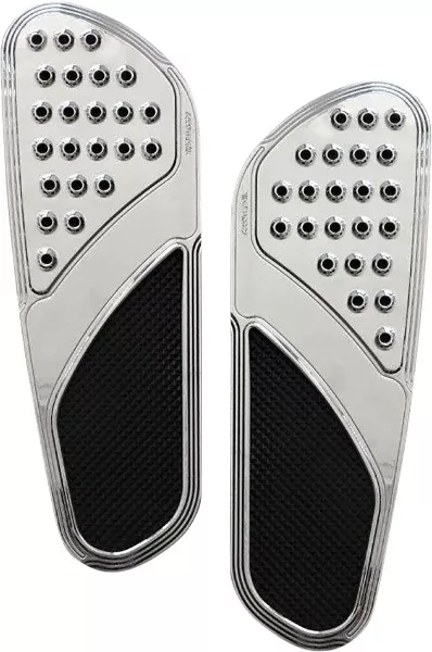 Accutronix FBF01-DVC Chrome Knurled Drilled Front Floorboards Harley 84-Up
