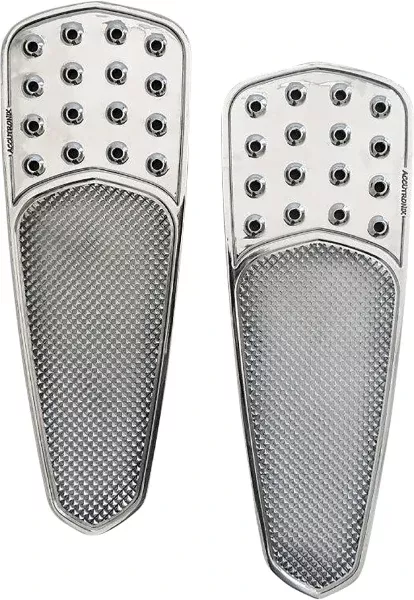 Accutronix FBF01-KDTC Chrome Drilled TearDrop Front Floorboards Harley 84-Up
