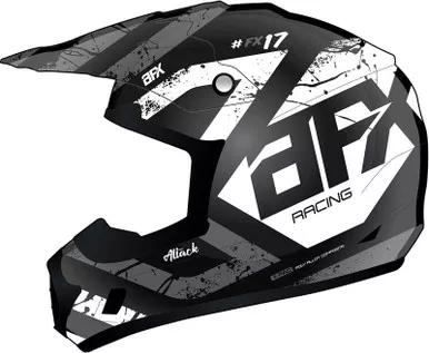 AFX FX-17Y Matte Black Silver Attack Helmet