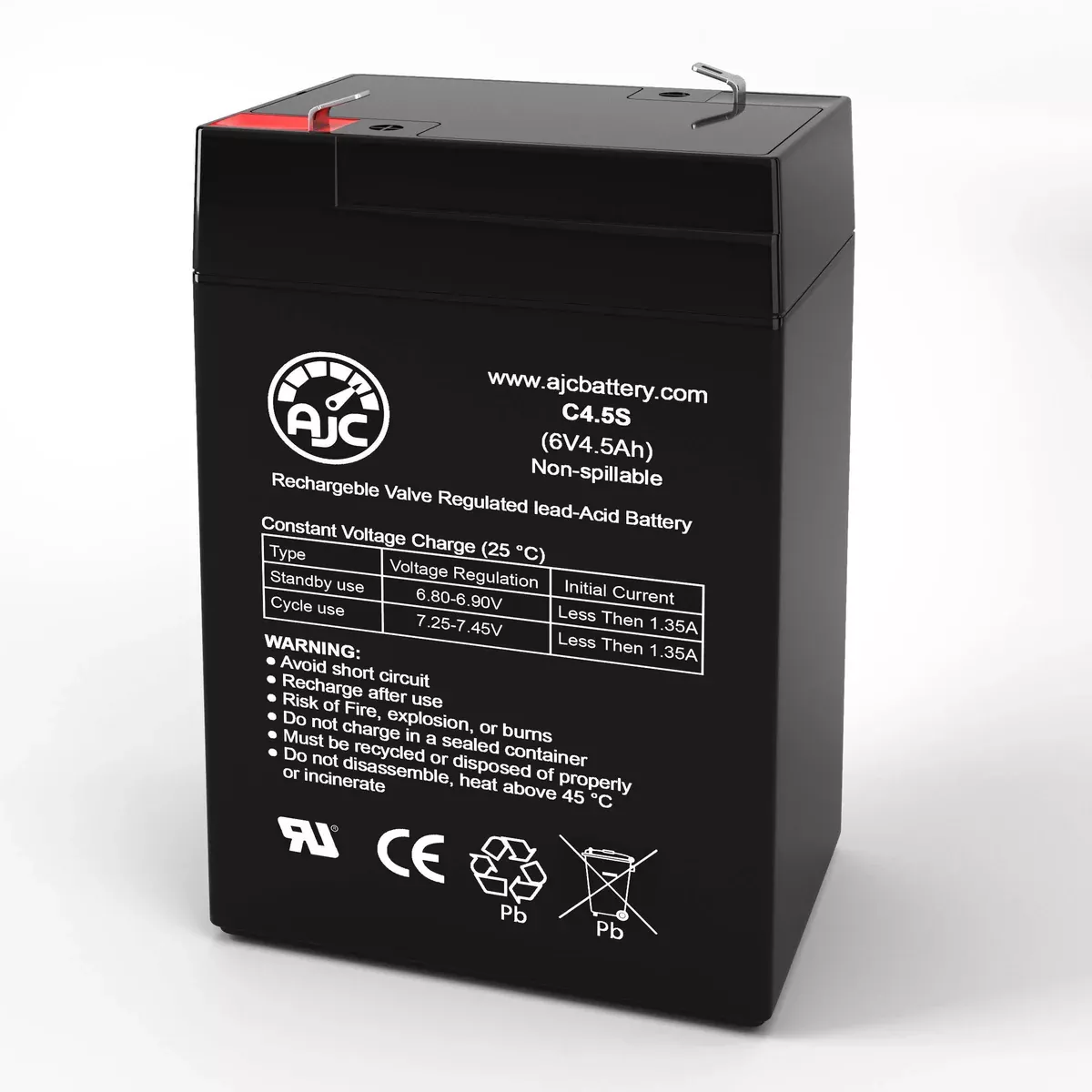 AJC Battery Compatible with Lightalarms 860.0004 6V 4.5Ah Emergency Light Battery