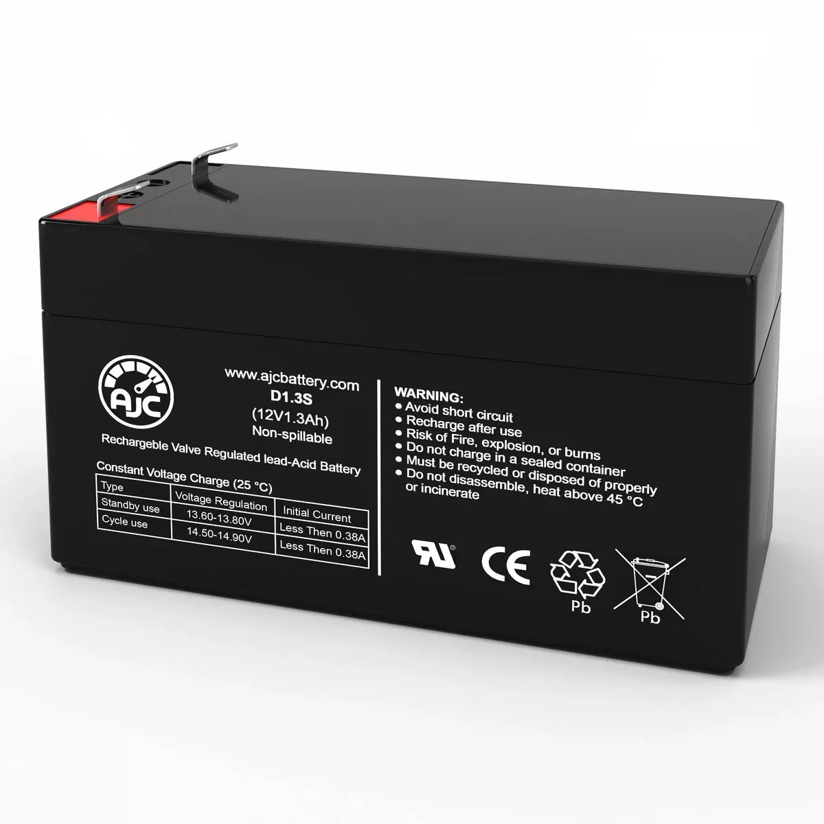 AJC Battery Compatible with Napco MA1000E PAK 12V 1.3Ah Alarm Battery