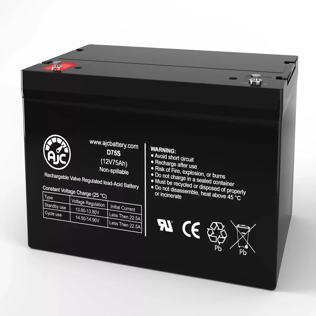 AJC Battery Compatible with PaceSaver Boss 6 12V 75Ah Wheelchair Battery