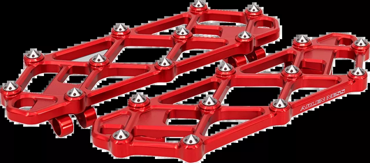 Arlen Ness Diamond Red Driver Floorboards for 1980-2026 Harley Touring Softail