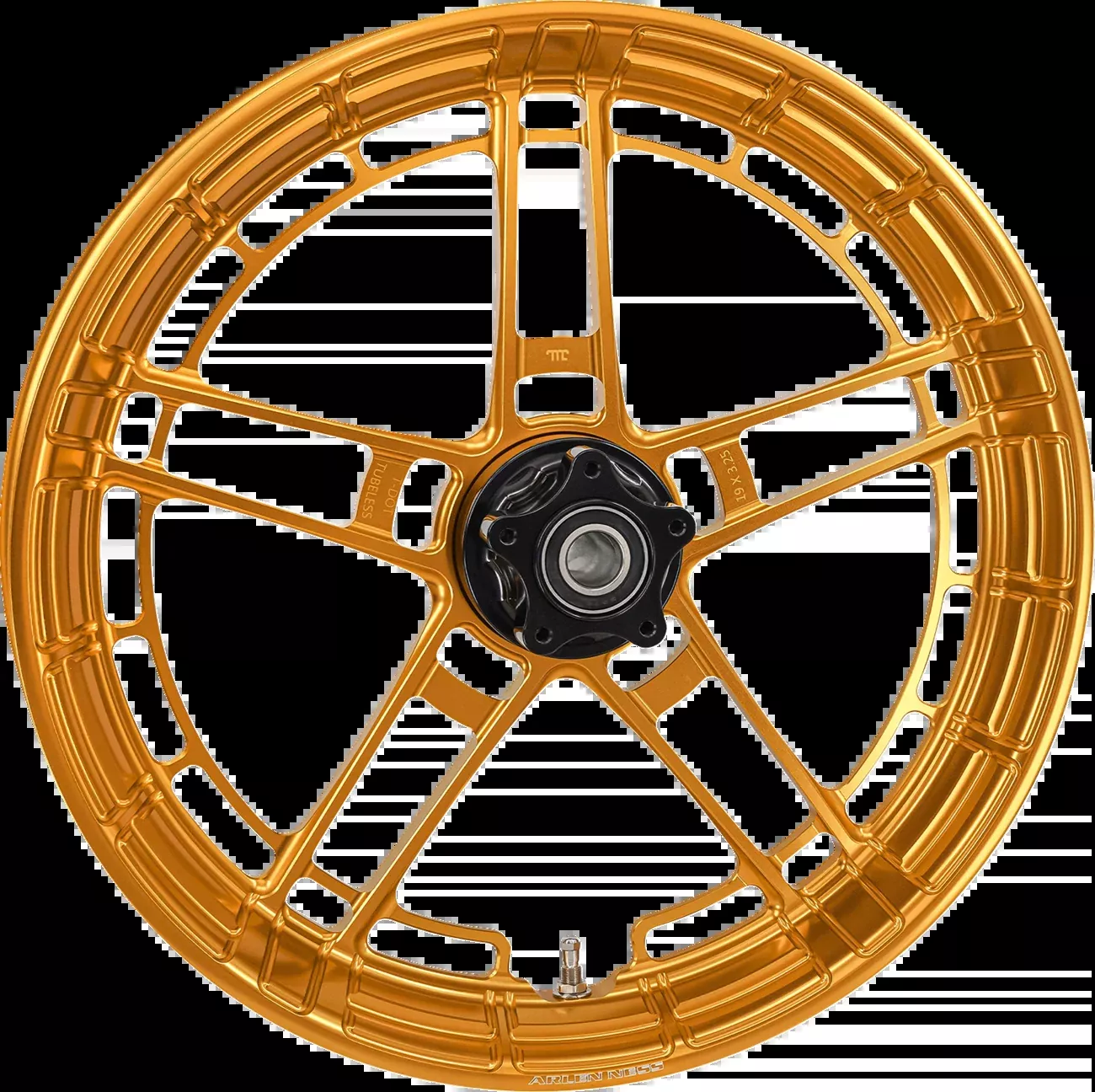Arlen Ness Flatline Gold 19" x 3.25" Front Motorcycle Wheel for Harley Davidson