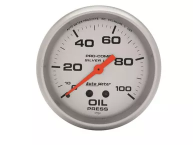 Autometer U/L 2-5/8in Silver Liq-Fill Oil 0-100 PSI 4621