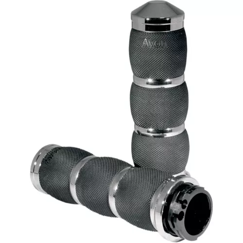 Avon Air Cushioned 3-Ring Grips for Harley Dual Cable - Chrome