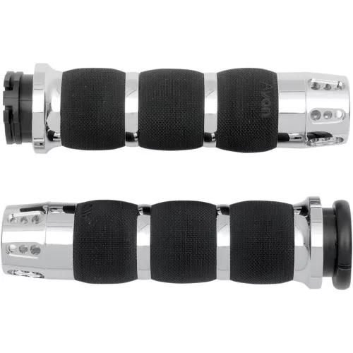 Avon Air Cushioned Gatlin Grips for Harley Dual Cable - Chrome