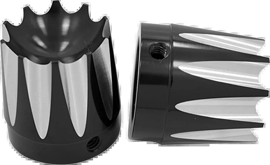 Avon Black Excalibur 1" Front Axle Nut Covers 2007-2020 Harley Touring Softail