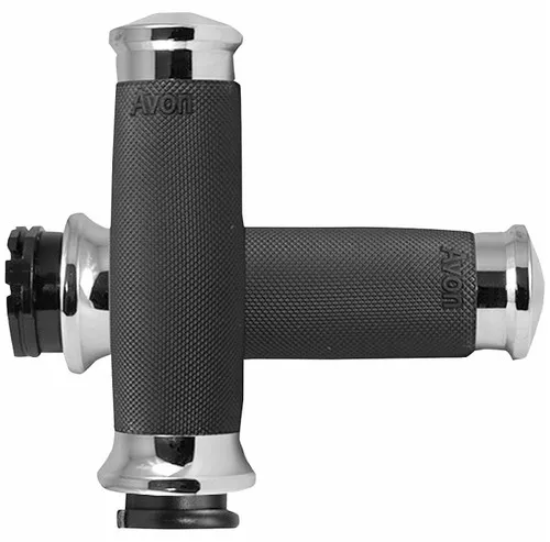 Avon Custom Contour 1" Handlebar Grips - Dual Cable - Chrome/Black (CC-85-CH)
