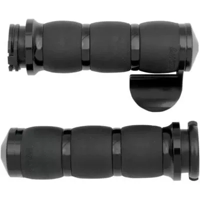 Avon Velvet Air Grips Black Anodized, 3Ring Cut w/Throttle Boss, Cable