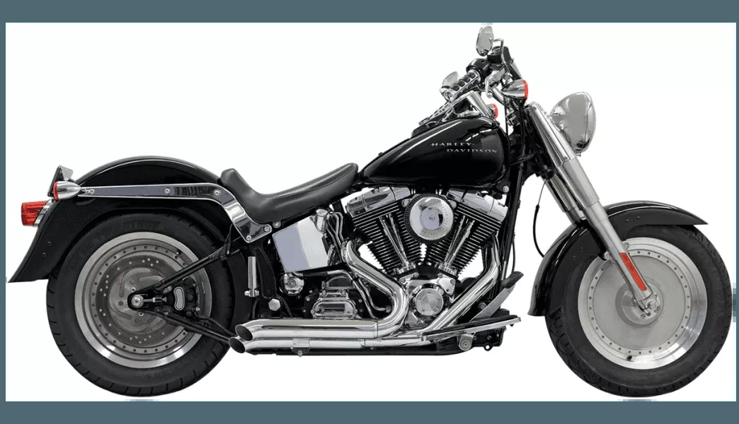 Bassani Pro Street 2 into 2 Exhaust System for '86-17 Harley Davidson Softail Models - Black, Turn Out