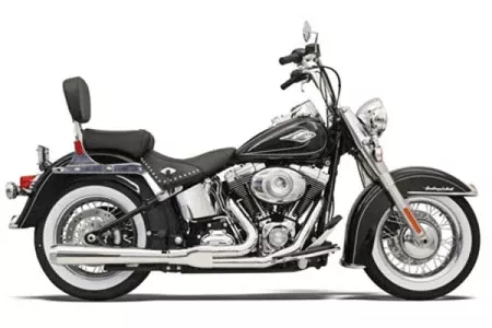 Bassani Road Rage 2-Into-1 System for '86-11 FXST/FLST (Except '09 FXSTSSE) Chrome, Short Megaphone w/ Heat Shields