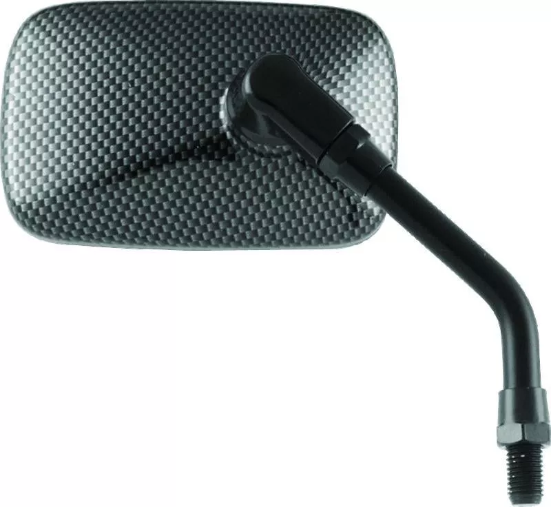 BikeMaster Mini Rectangle Mirror 10mm – Carbon Fiber – Each