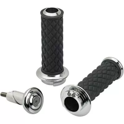 Biltwell Alumicore Grip Set, Chrome, Cable