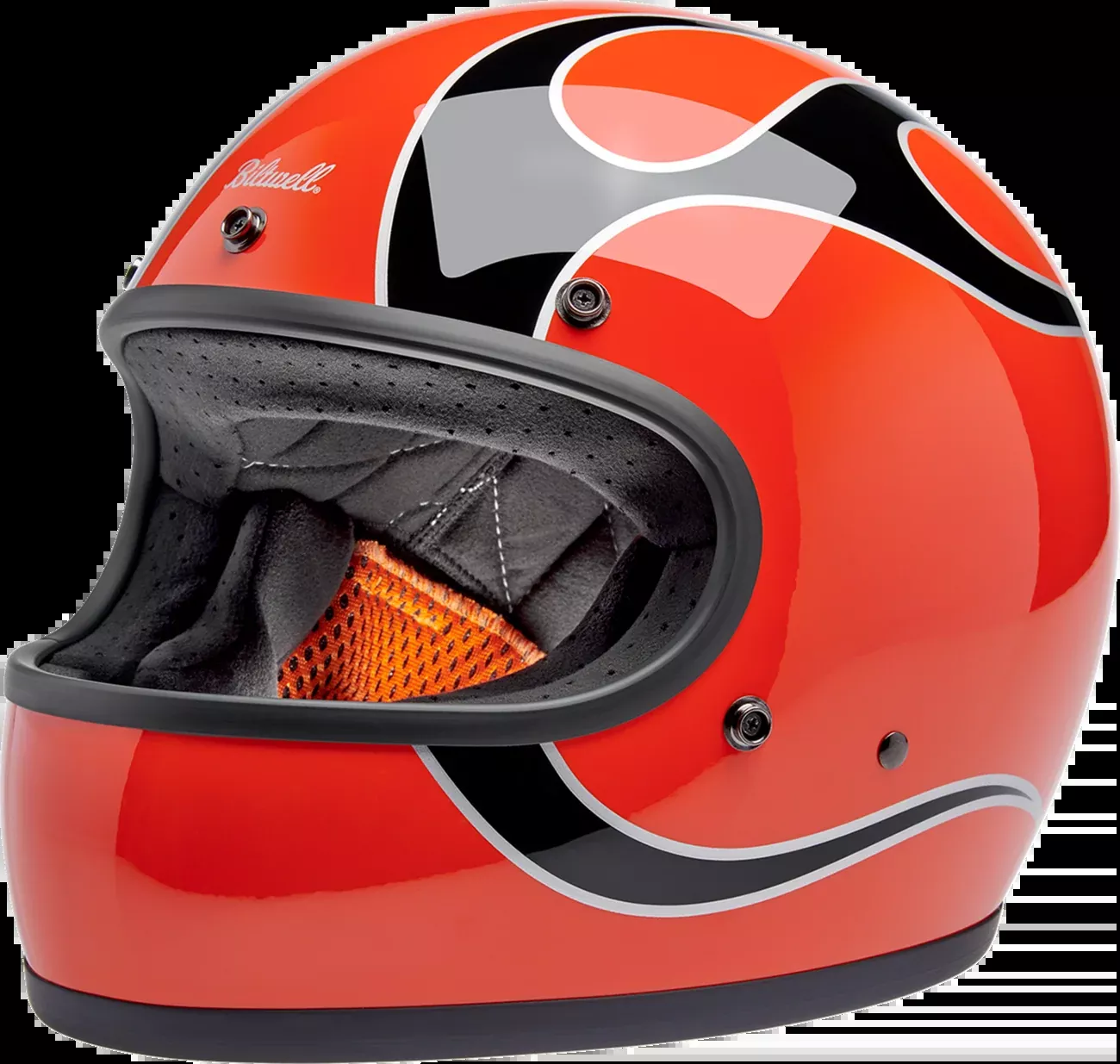 BILTWELL Gringo Helmet - Flames - Competition Orange - Medium 1002-593-503
