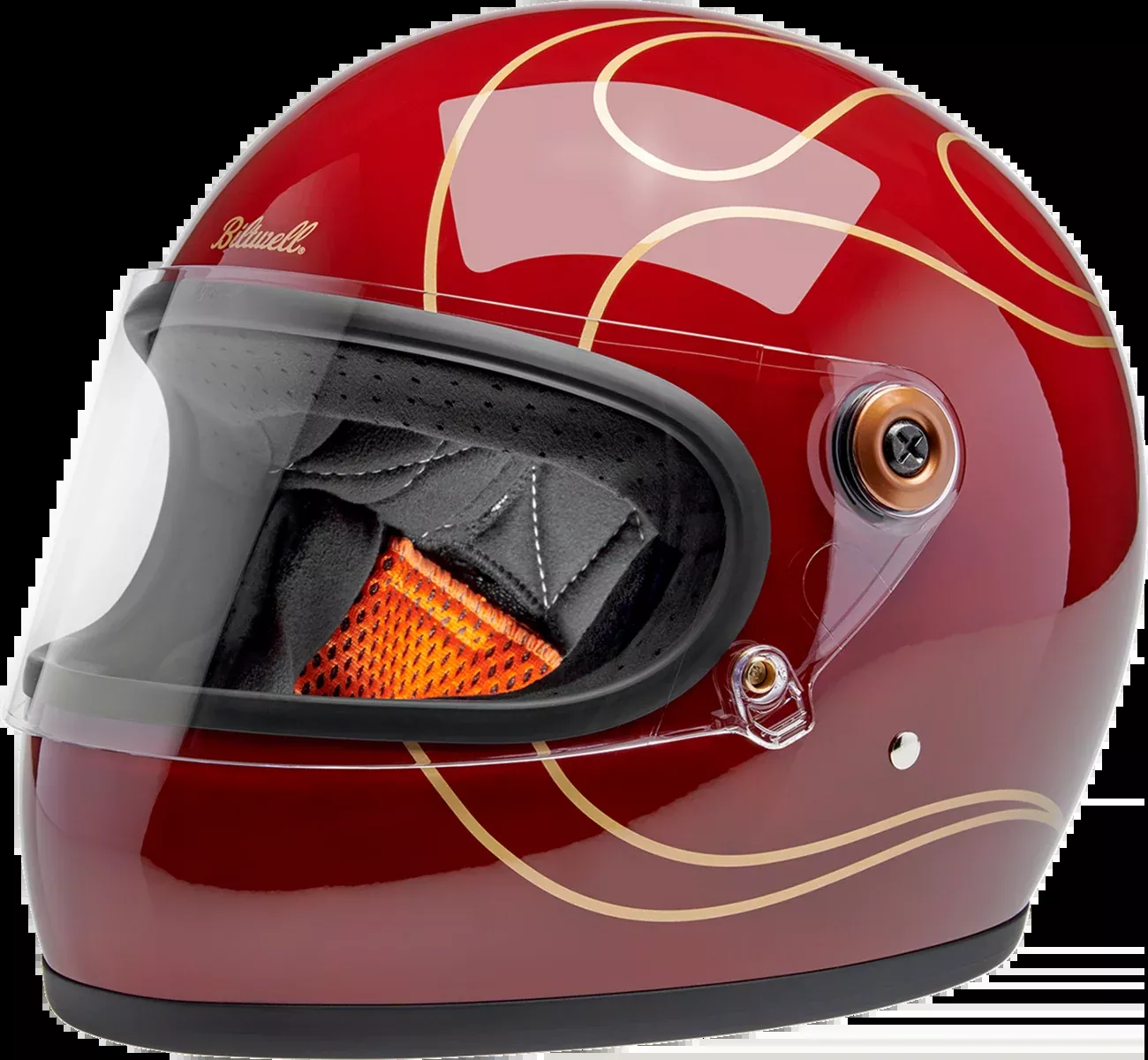 BILTWELL Gringo S Helmet - Flames - Gloss Garnet Red - XS 1003-594-501
