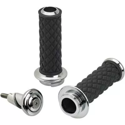 Biltwell Throttle-By-Wire Alumicore Grip Set, Chrome