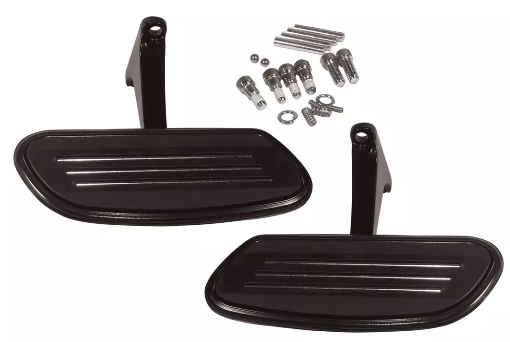 Black Passenger Streamliner Style Floorboard Kit Harley Touring 93-18 50378-07