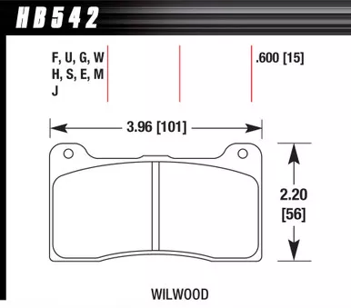 Brake Pad Billet DynaPro Narrow DTC-60 HB542G.600