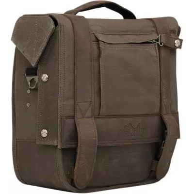 Burly Brand Waxed Cotton Saddlebag, Dark Oak