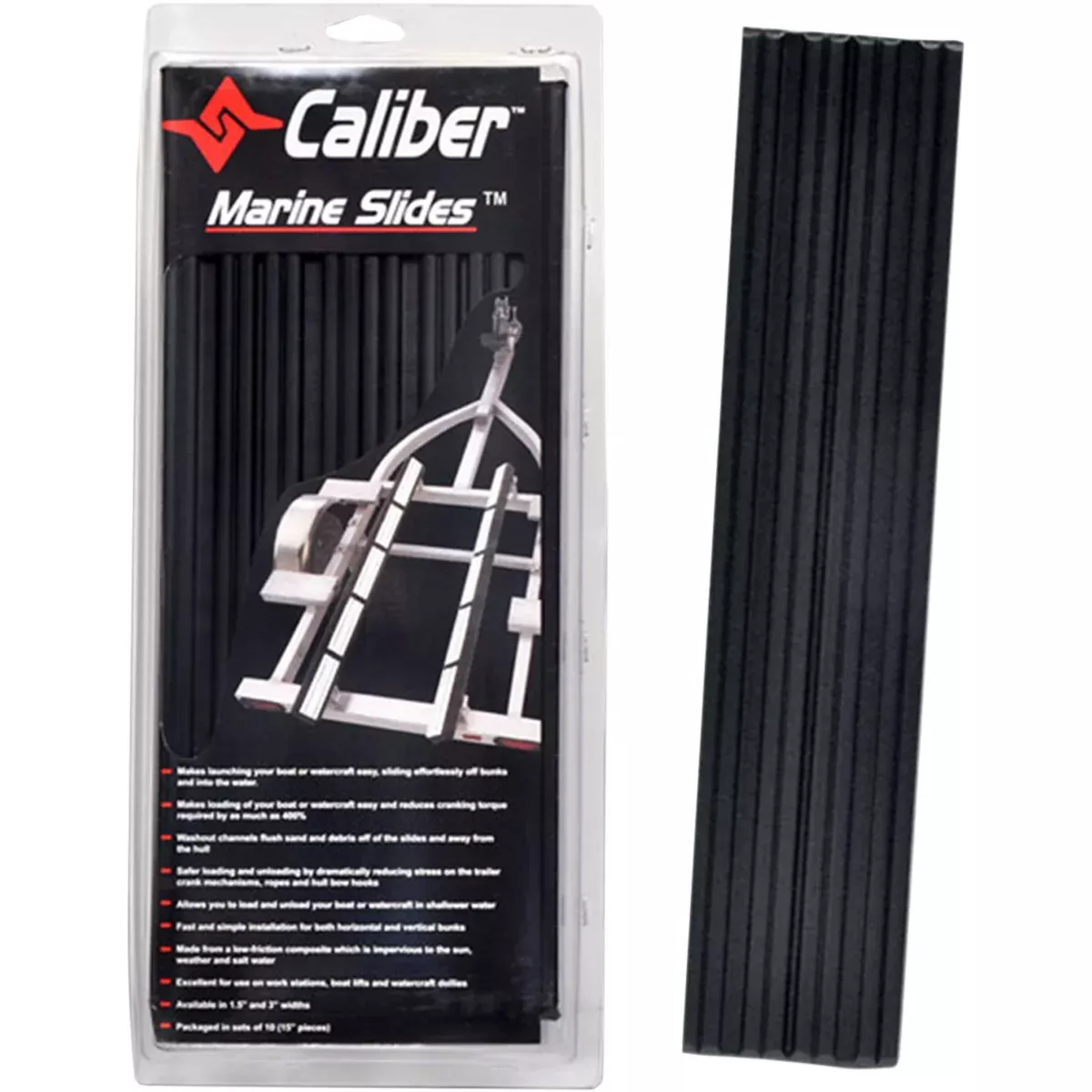 CALIBER 3902-0205 23030 Marine Slides Glide – 1.5″ x 15″ – Black