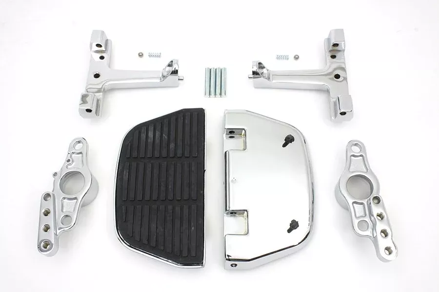 Chrome D-Shaped Passenger Floorboard w/ Swingarm Mount Kit Harley Touring 07-08