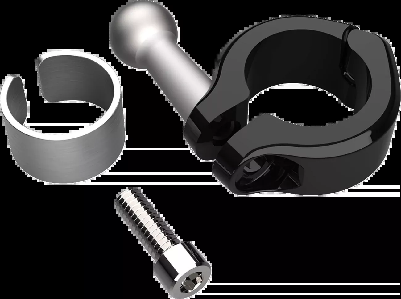 Ciro 1-1/2" Gen 2 Black Aluminum Handlebar Clamp Phone Mount Kit for Motorcycles