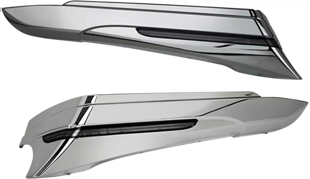 Ciro 40110 Chrome Saddlebag Extensions 3-Way LED Harley Touring 14-Up