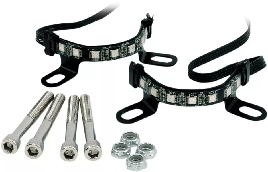 Ciro 41009 Shock & Awe Fork Mounted Wheel LED Lights Set Harley Touring 00-Up