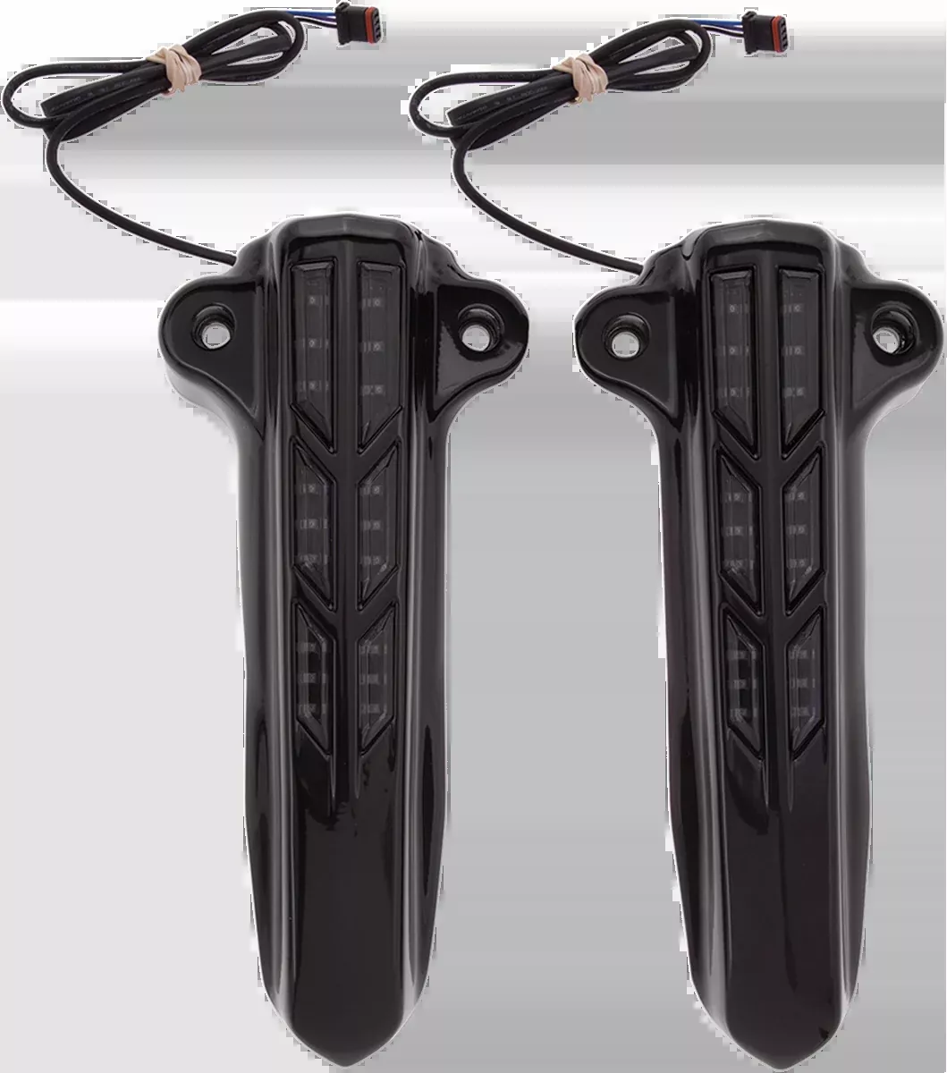 Ciro Black Lower Front Fork Leg LED Lighted Covers fits 2014-2024 Harley Touring