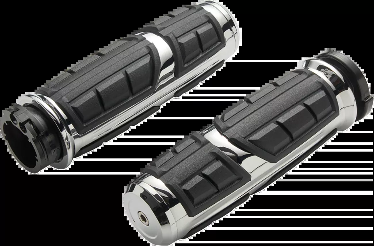 Ciro Chicane 1" Chrome Handlebar Grips for 2023-2026 Harley Touring Softail