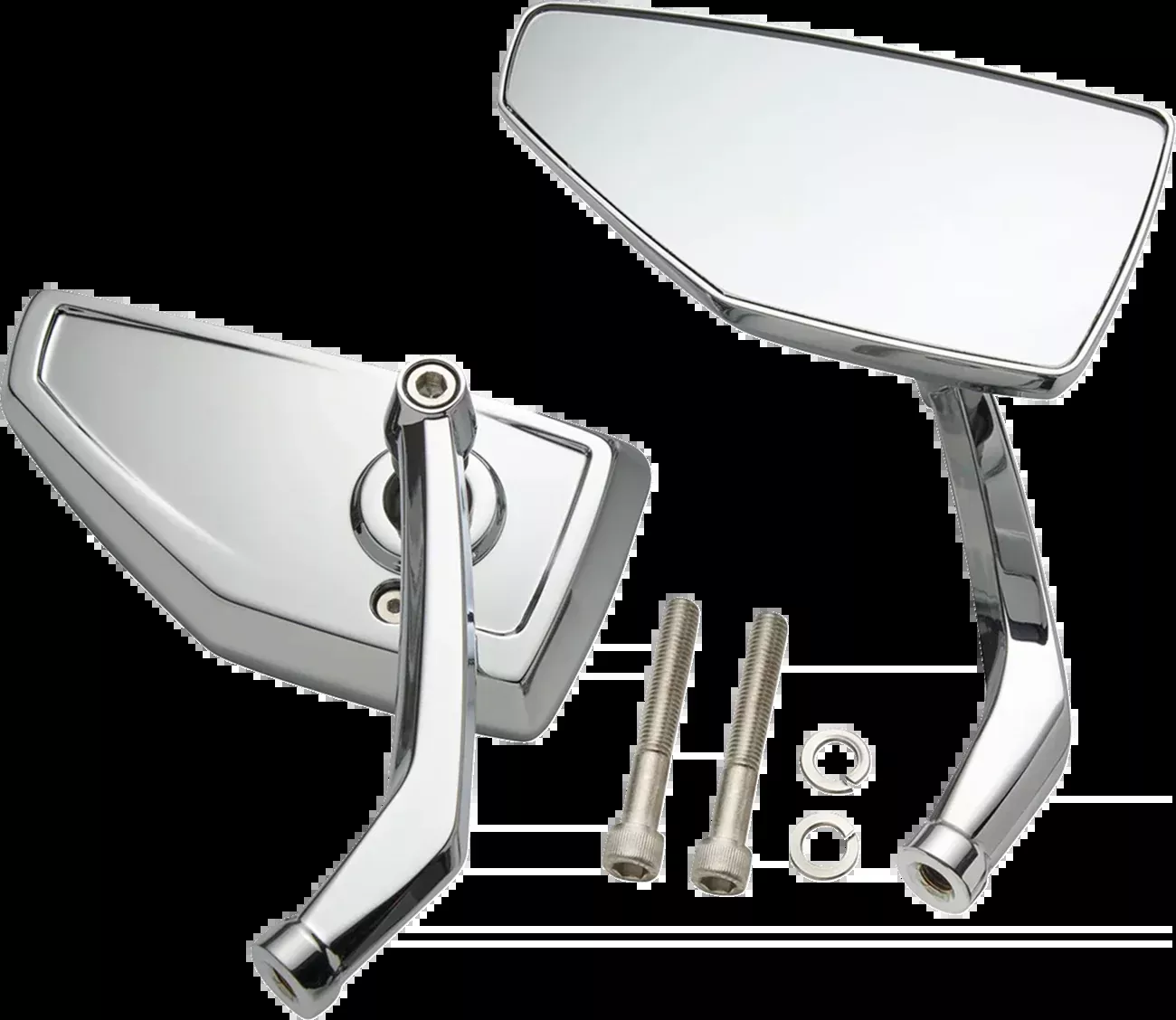 Ciro Chicane Chrome Elongated Convex Side View Left/Right Motorcycle Mirror Set