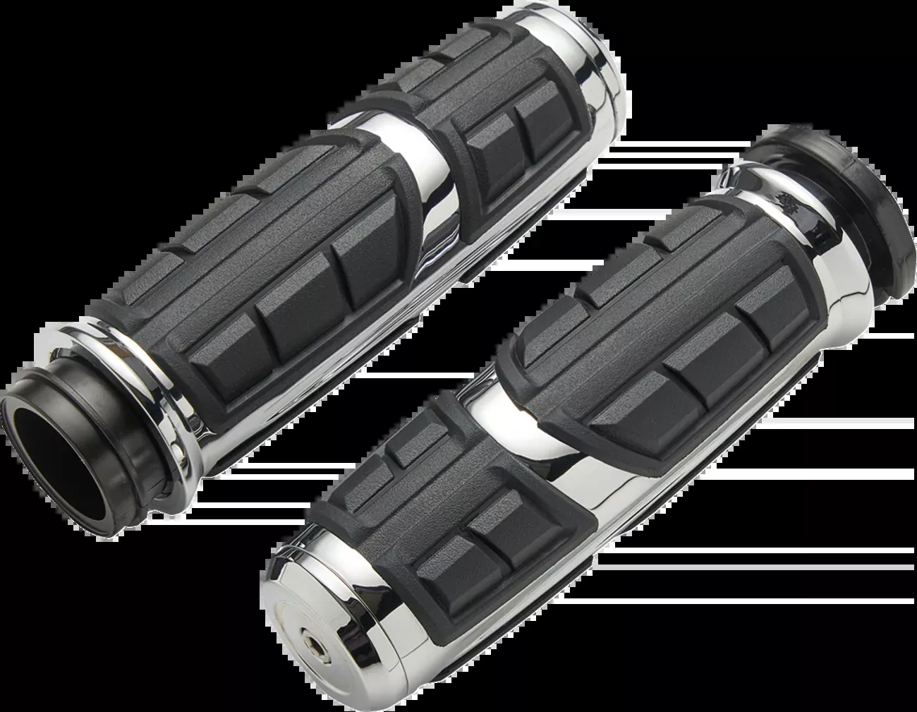 Ciro Chicane TBW Chrome Handlebar Hand Grips for 2008-25 Harley Touring Softail