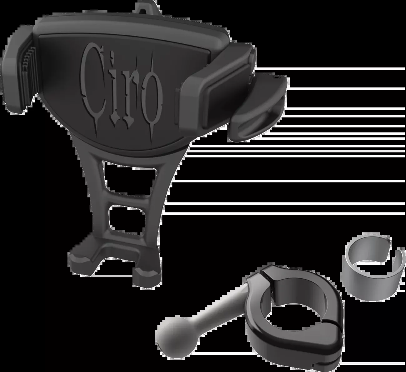 Ciro Constrictor Black Universal 7/8 & 1" Handlebar Adjustable Phone Mount Kit