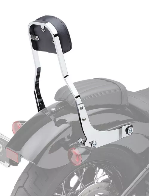 Cobra Detachable Chrome 14" High Backrest Kit w/Squared Black Pad (602-2045)