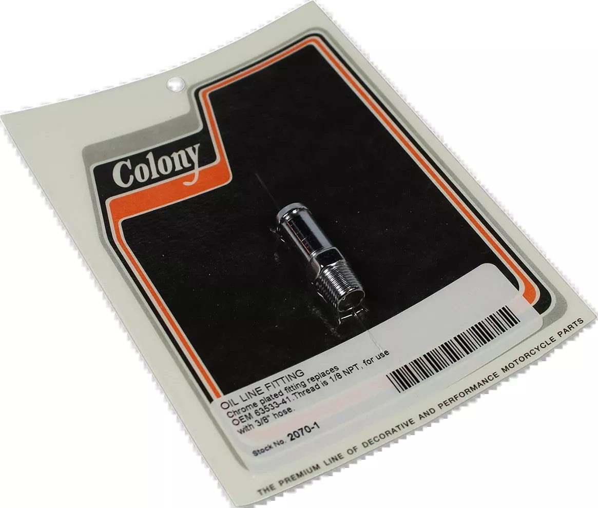Colony Universal 1/8" NPT Chrome Motorcycle Oil Line Fitting for Harley Davidson
