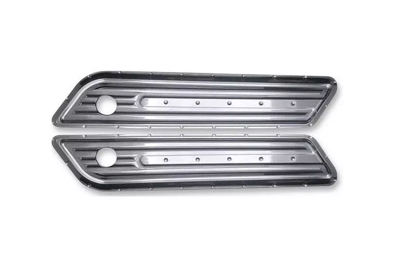 Covingtons Customs Billet Saddlebag Hinge Covers for '14-23 FLHT/FLHX/FLHR -Dimpled Chrome