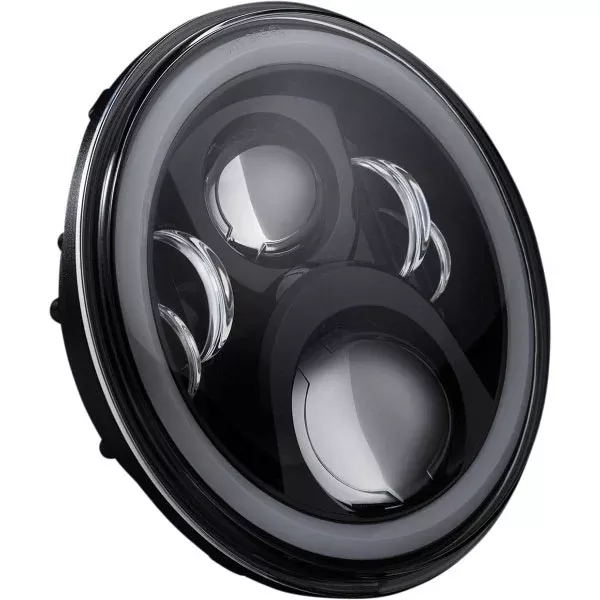 Custom Dynamics Black 7" Halo Headlamp w/ Adapter Harley Softail Touring 86-20