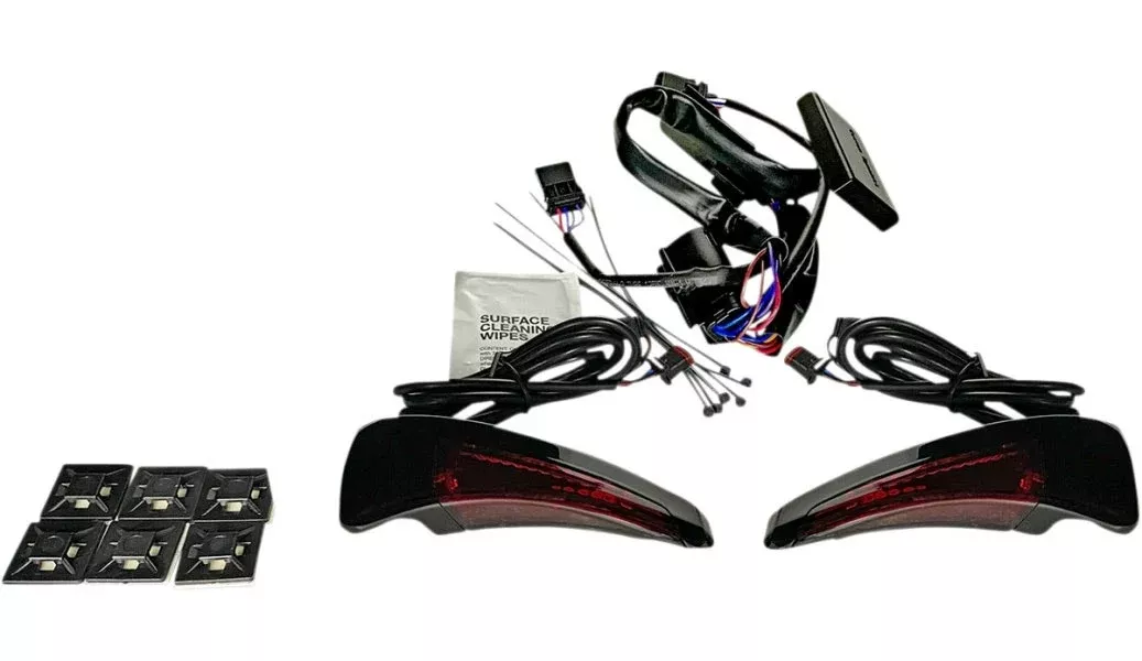 Custom Dynamics Black Red Sequential Tour Pak Back Rest LED Light Harley 14-20