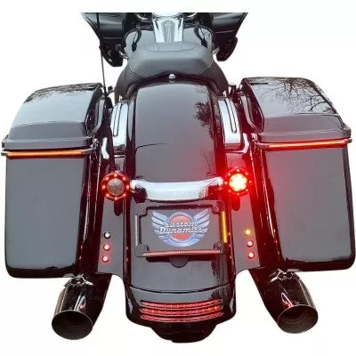 Custom Dynamics Black Tri-Radius LED License Plate Tag Frame 14-Up H-D Touring