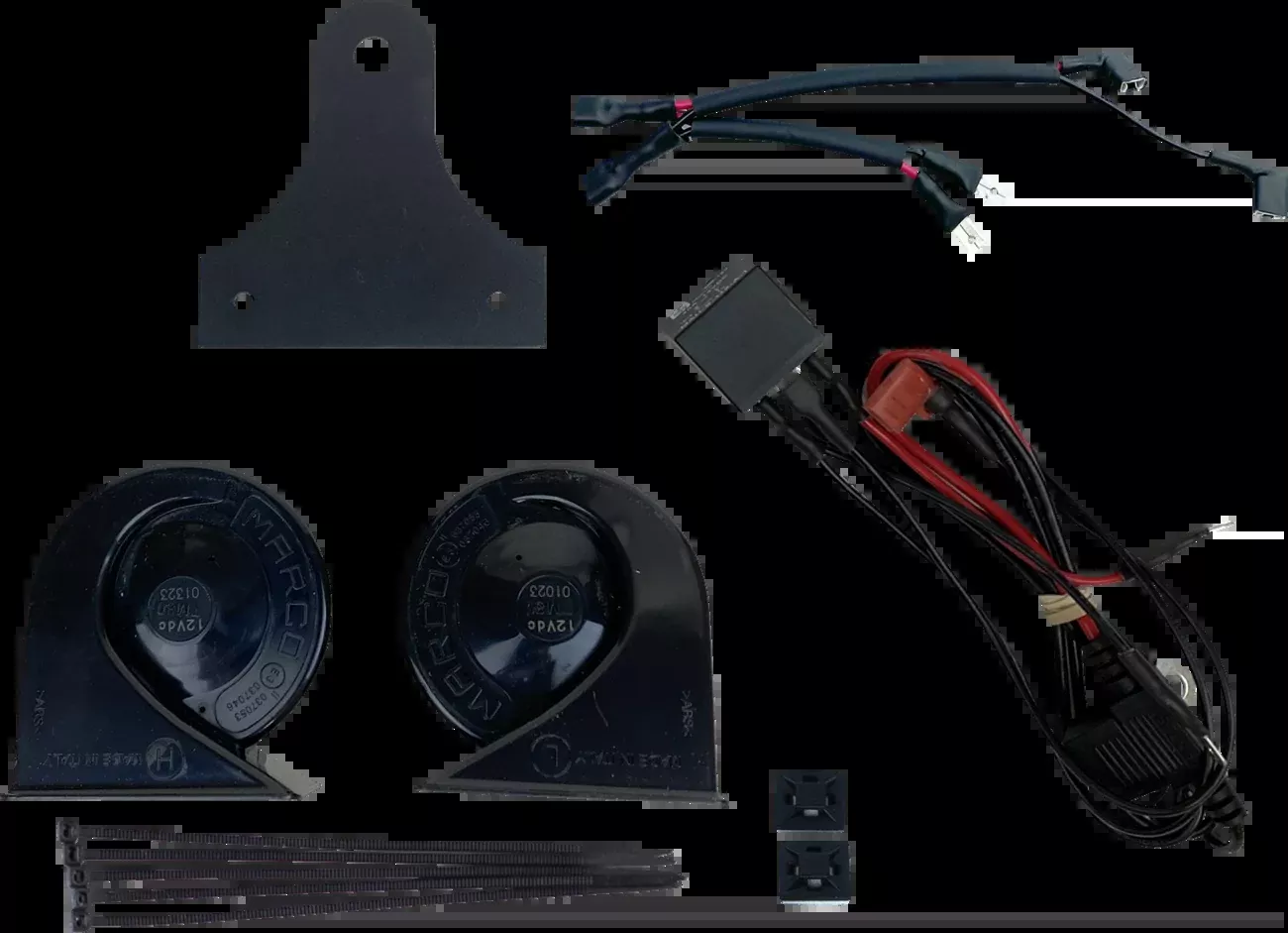 Custom Dynamics Black Universal 12 VDC Electromagnetic 109db Dual Horn Kit