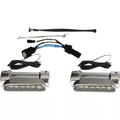 Custom Dynamics Chrome LED Amber White Engine Guard Lights 09-13 Harley FL CVO