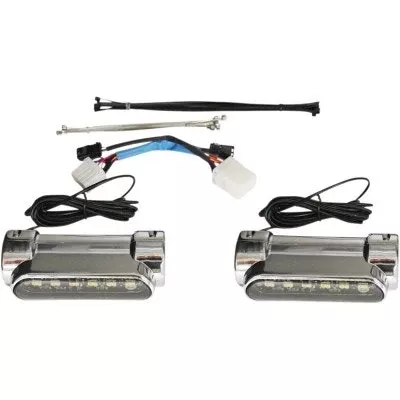 Custom Dynamics Chrome LED Amber White Engine Guard Lights 97-13 Harley FL FX XL