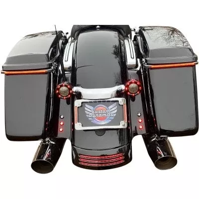 Custom Dynamics Chrome Tri-Radius LED License Plate Tag Frame 14-Up H-D Touring