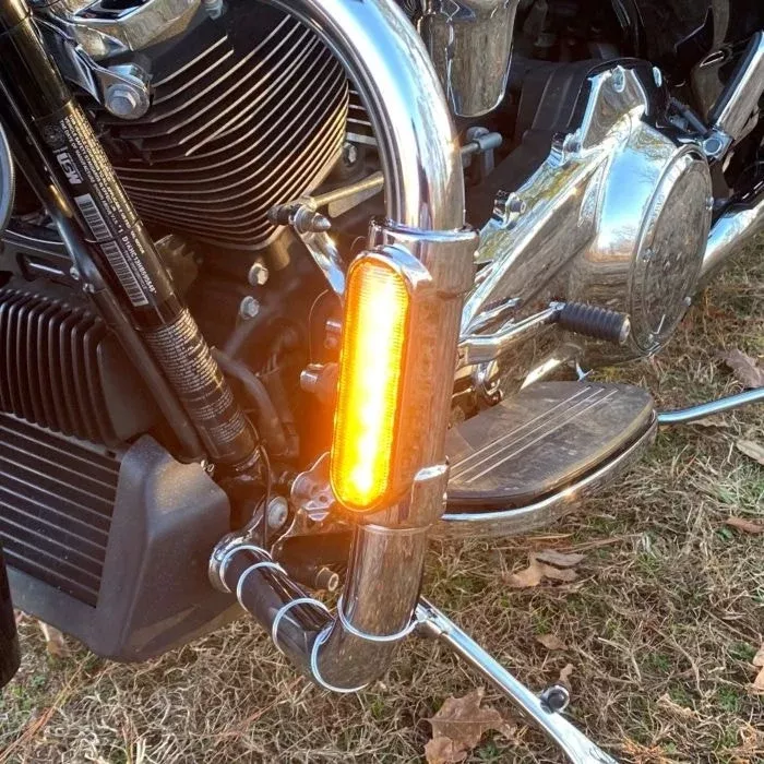 Custom Dynamics Run & Turn Signal Chrome Engine Guard LED Light Harley FLH 97-13
