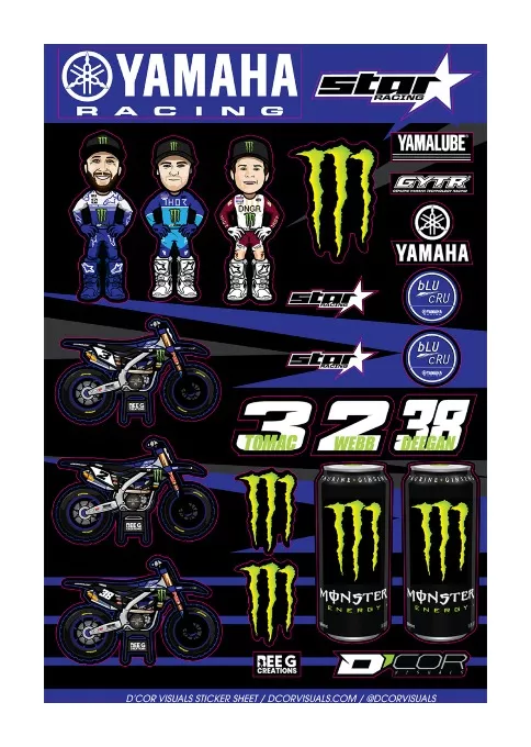 D'COR Visuals Monster Energy Yamaha Star Racing Bee G Creations Decal Sheet