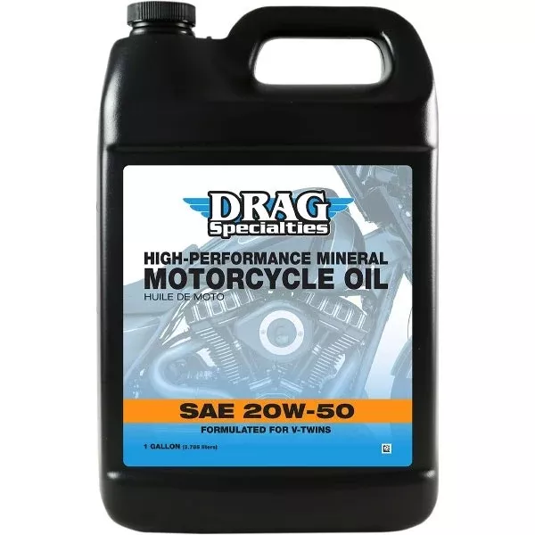 Drag 1 US Gallon 20W-50 High-Performance Mineral Engine Oil for V-Twin